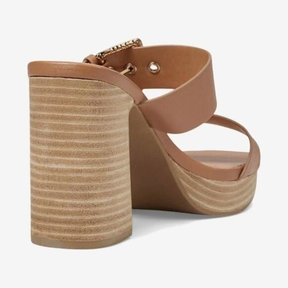 New Dolce Vita Platform Sandal Women's 10 US Beige PU Leather Block Heel Slip-On - Picture 10 of 13